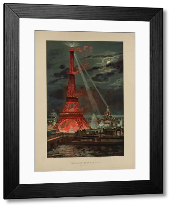 Framed Print : Embrasement de la Tour Eiffel, Exposition universelle de 1889, 1889. Creator: Garen, Georges-Felix (1854-?)