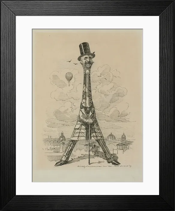 Framed Print : Gustav Eiffel in the form of the Eiffel Tower, Exposition universelle, 1889, 1889. Creator: Sambourne, Edward Linley (1844-1910) Framed Print : Gustav Eiffel in the form of the Eiffel Tower, Exposition universelle, 1889, 1889. Creator: Sambourne, Edward Linley (1844-1910)