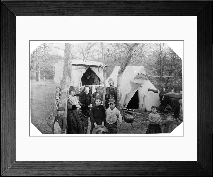 Framed Print : Gypsy encampment Glenwood Road, 1888. Creator: Frances Benjamin Johnston Framed Print : Gypsy encampment Glenwood Road, 1888. Creator: Frances Benjamin Johnston