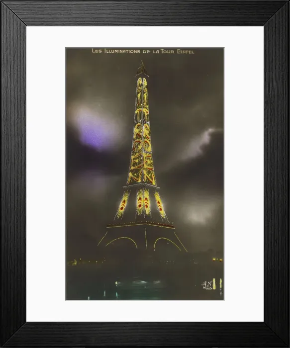 Framed Print : The Eiffel tower at Night, c. 1925. Creator: Anonymous