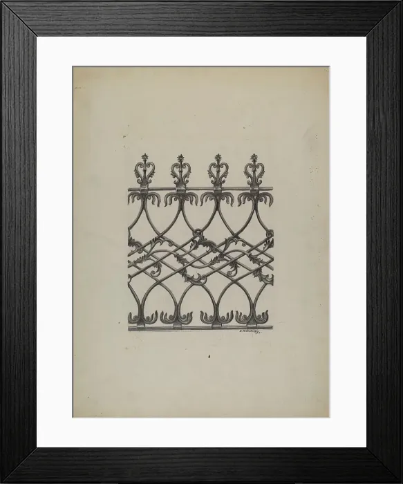 Framed Print : Cast Iron Fence, 1937. Creator: Eugene Shellady Framed Print : Cast Iron Fence, 1937. Creator: Eugene Shellady