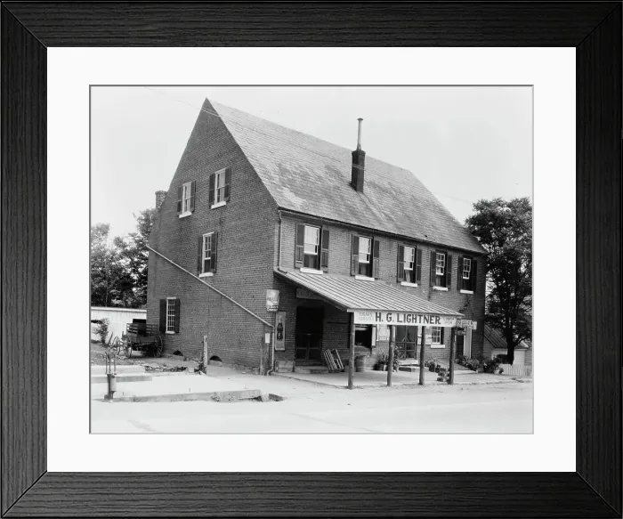 Framed Print : McDuff Green Warehouse in Falmouth, Stafford County, Virginia--H.G. Lightner store, c1927 - 1943. Creator: Frances Benjamin Johnston Framed Print : McDuff Green Warehouse in Falmouth, Stafford County, Virginia--H.G. Lightner store, c1927 - 1943. Creator: Frances Benjamin Johnston