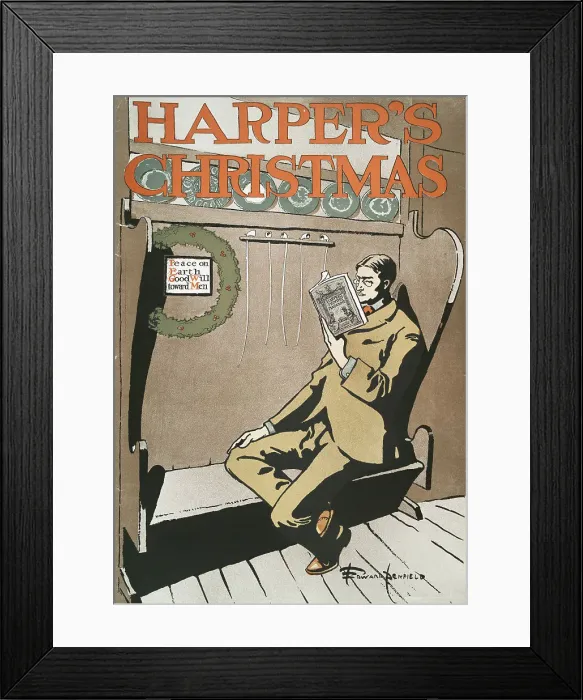 Framed Print : Harper's Christmas, c1890 - 1907. Creator: Edward Penfield Framed Print : Harper's Christmas, c1890 - 1907. Creator: Edward Penfield