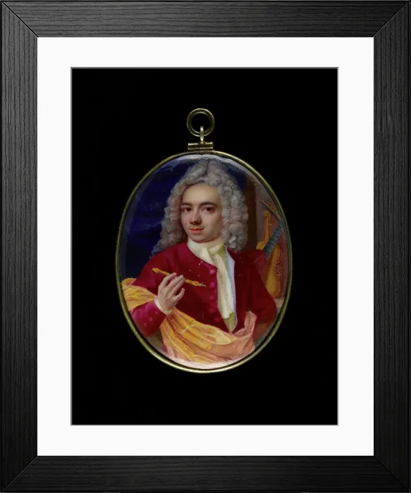 Framed Print : Portrait of a man, probably a musician, between 1725 and 1750. Creator: English School Framed Print : Portrait of a man, probably a musician, between 1725 and 1750. Creator: English School