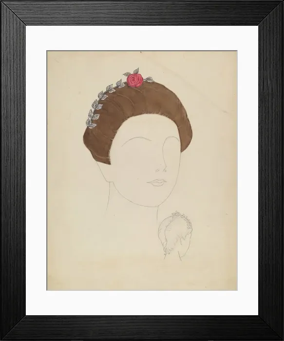 Framed Print : Headdress, c. 1937. Creator: Eva Noe Framed Print : Headdress, c. 1937. Creator: Eva Noe
