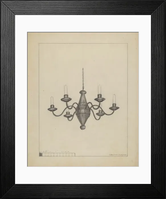 Framed Print : Candle Chandelier, c. 1936. Creator: Columbus Simpson Framed Print : Candle Chandelier, c. 1936. Creator: Columbus Simpson