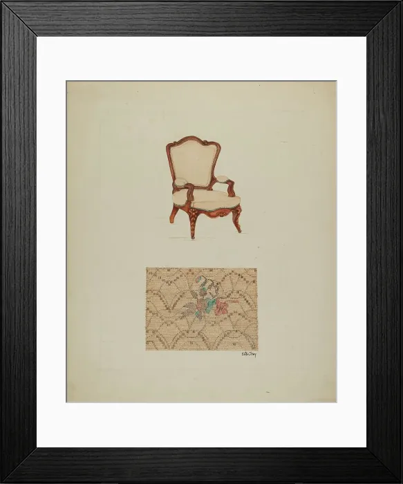 Framed Print : Chair and Tapestry, 1940. Creator: Edith Olney Framed Print : Chair and Tapestry, 1940. Creator: Edith Olney