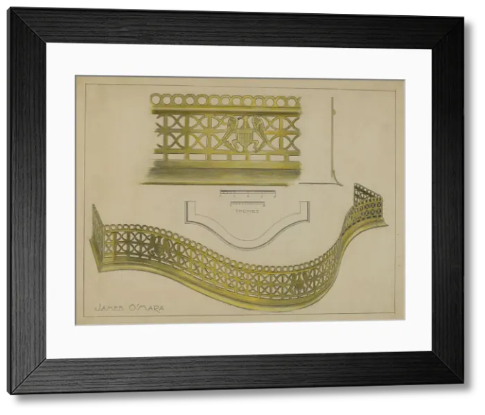 Framed Print : Fire Rail, c. 1936. Creator: James O'Mara Framed Print : Fire Rail, c. 1936. Creator: James O'Mara