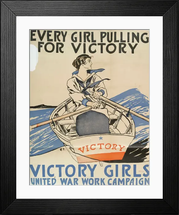 Framed Print : Every Girl Pulling for Victory, Victory Girls United War Work Campaign, c1918. Creator: Edward Penfield Framed Print : Every Girl Pulling for Victory, Victory Girls United War Work Campaign, c1918. Creator: Edward Penfield