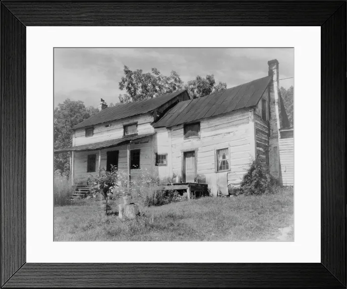 Framed Print : Log farmhouse, Roanoke County, Virginia, between 1900 and 1950. Creator: Frances Benjamin Johnston Framed Print : Log farmhouse, Roanoke County, Virginia, between 1900 and 1950. Creator: Frances Benjamin Johnston