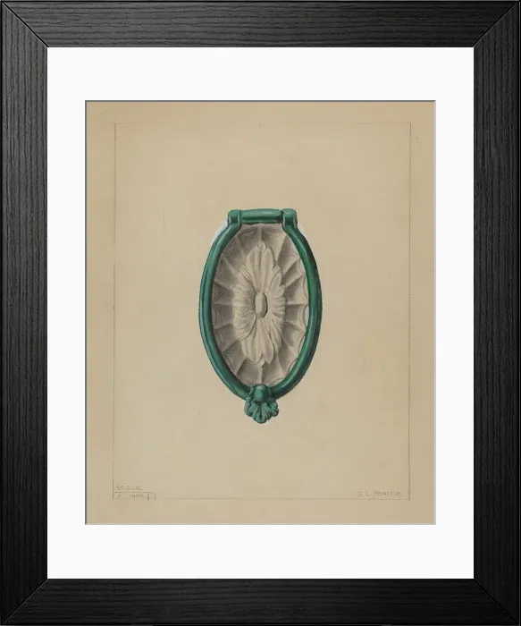 Framed Print : Door Knocker, c. 1936. Creator: Edgar L. Pearce Framed Print : Door Knocker, c. 1936. Creator: Edgar L. Pearce