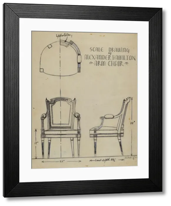 Framed Print : Armchair, c. 1938. Creator: Harold Smith Framed Print : Armchair, c. 1938. Creator: Harold Smith