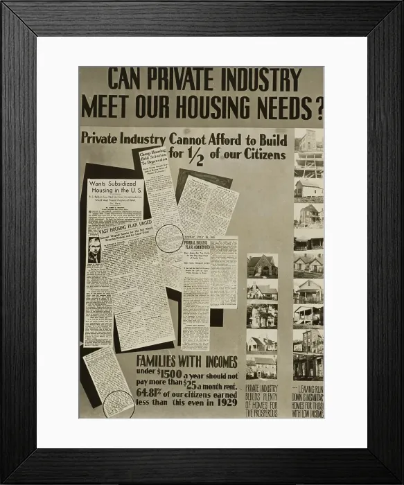 Framed Print : Poster by Record Section, Suburban Resettlement Administration, 1935-12. Creator: Arthur Rothstein Framed Print : Poster by Record Section, Suburban Resettlement Administration, 1935-12. Creator: Arthur Rothstein