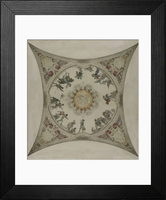Framed Print : Sketch for the Lobau gallery at the Hotel de Ville in Paris: Medieval scenes: hunting... 1890. Creator: Hector d Espouy Framed Print : Sketch for the Lobau gallery at the Hotel de Ville in Paris: Medieval scenes: hunting... 1890. Creator: Hector d Espouy