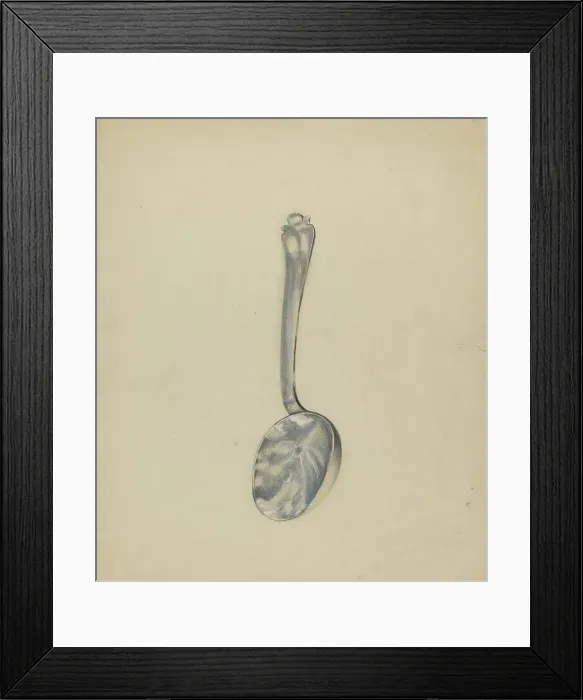 Framed Print : Silver Funeral Spoon, c. 1936. Creator: Jack Staloff Framed Print : Silver Funeral Spoon, c. 1936. Creator: Jack Staloff
