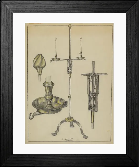 Framed Print : Candlestand, c. 1936. Creator: Jack Staloff Framed Print : Candlestand, c. 1936. Creator: Jack Staloff