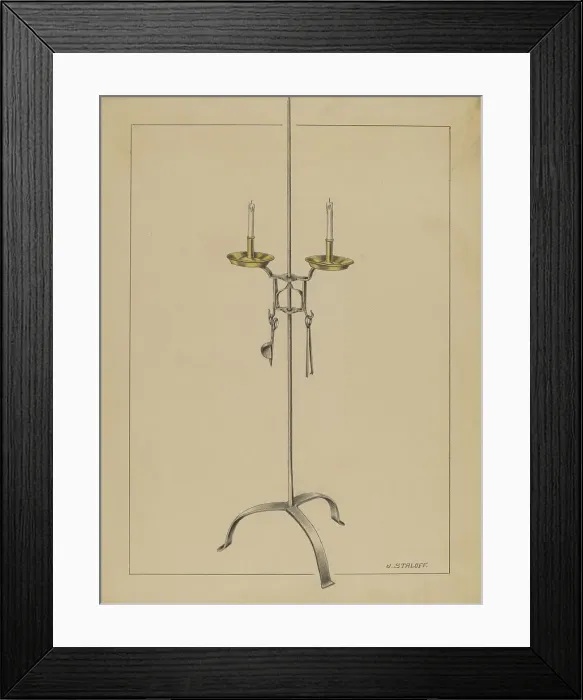 Framed Print : Candlestick Stand, c. 1936. Creator: Jack Staloff Framed Print : Candlestick Stand, c. 1936. Creator: Jack Staloff