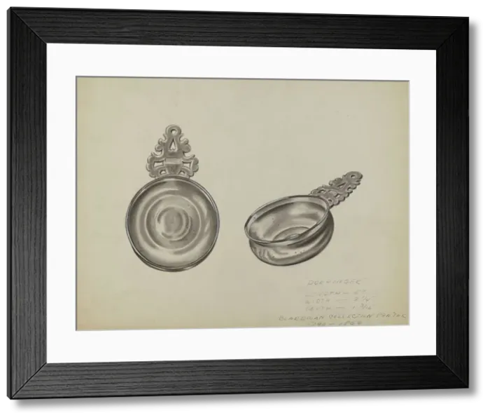 Framed Print : Pewter Toy Porringer, c. 1936. Creator: Fred Peterson Framed Print : Pewter Toy Porringer, c. 1936. Creator: Fred Peterson