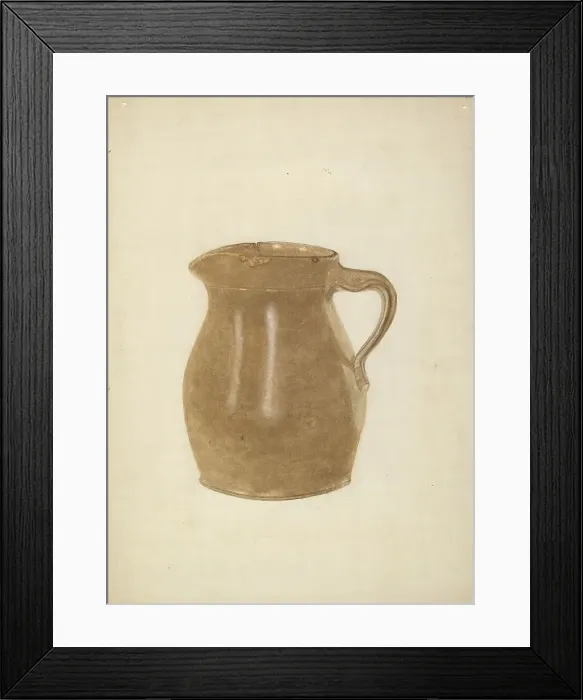 Framed Print : Stoneware Pitcher, 1935 / 1942. Creator: Lucille Pettijohn Framed Print : Stoneware Pitcher, 1935 / 1942. Creator: Lucille Pettijohn