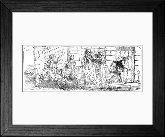 Framed Print : The New Houses of Parliament - Escape of Mary Queen of Scots from Lochleven... 1854. Creator: Unknown Framed Print : The New Houses of Parliament - Escape of Mary Queen of Scots from Lochleven... 1854. Creator: Unknown