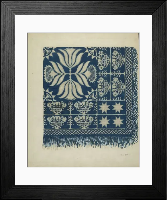 Framed Print : Woven Coverlet, c. 1937. Creator: Theodore Pfitzer Framed Print : Woven Coverlet, c. 1937. Creator: Theodore Pfitzer