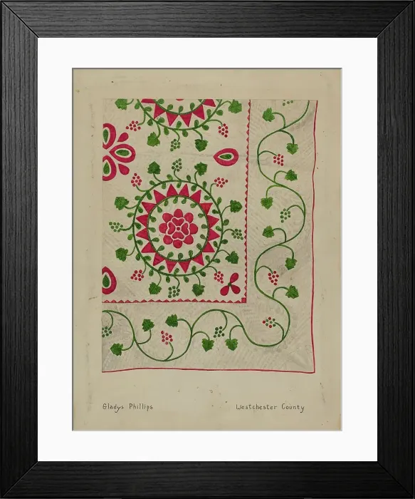 Framed Print : Quilt, c. 1937. Creator: Gladys Phillips Framed Print : Quilt, c. 1937. Creator: Gladys Phillips