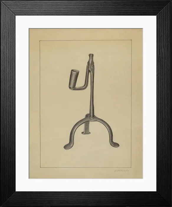Framed Print : Candle and Rush Light Holder, c. 1936. Creator: Jack Staloff Framed Print : Candle and Rush Light Holder, c. 1936. Creator: Jack Staloff