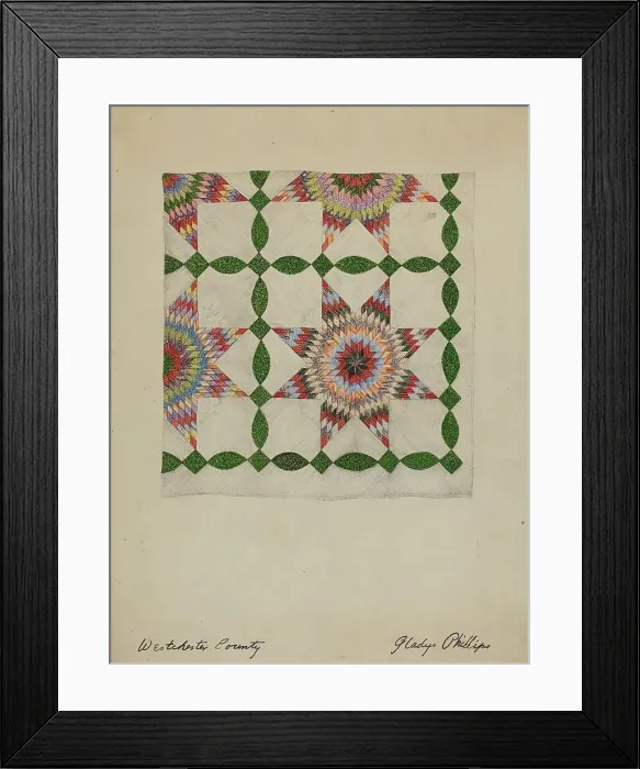 Framed Print : Patchwork Quilt, c. 1937. Creator: Gladys Phillips Framed Print : Patchwork Quilt, c. 1937. Creator: Gladys Phillips