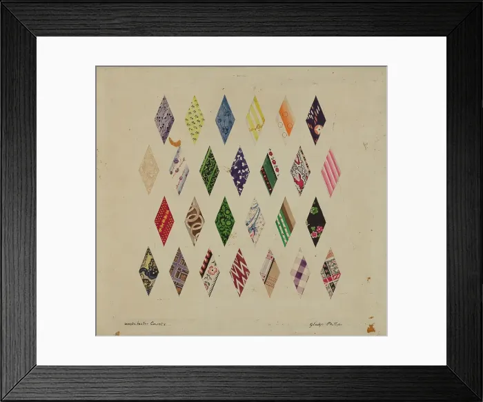 Framed Print : Details of Patchwork Quilt, c. 1937. Creator: Gladys Phillips Framed Print : Details of Patchwork Quilt, c. 1937. Creator: Gladys Phillips