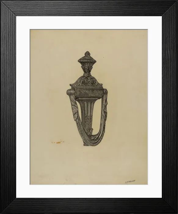 Framed Print : Door Knocker, c. 1938. Creator: Jack Staloff Framed Print : Door Knocker, c. 1938. Creator: Jack Staloff