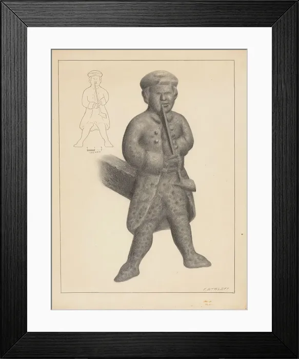 Framed Print : Andiron (one of pair), c. 1936. Creator: Jack Staloff Framed Print : Andiron (one of pair), c. 1936. Creator: Jack Staloff