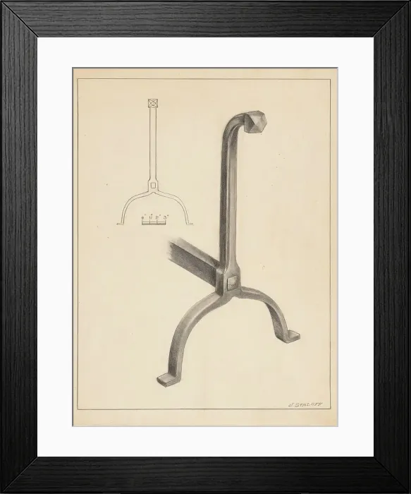 Framed Print : Andiron (one of pair), c. 1936. Creator: Jack Staloff Framed Print : Andiron (one of pair), c. 1936. Creator: Jack Staloff