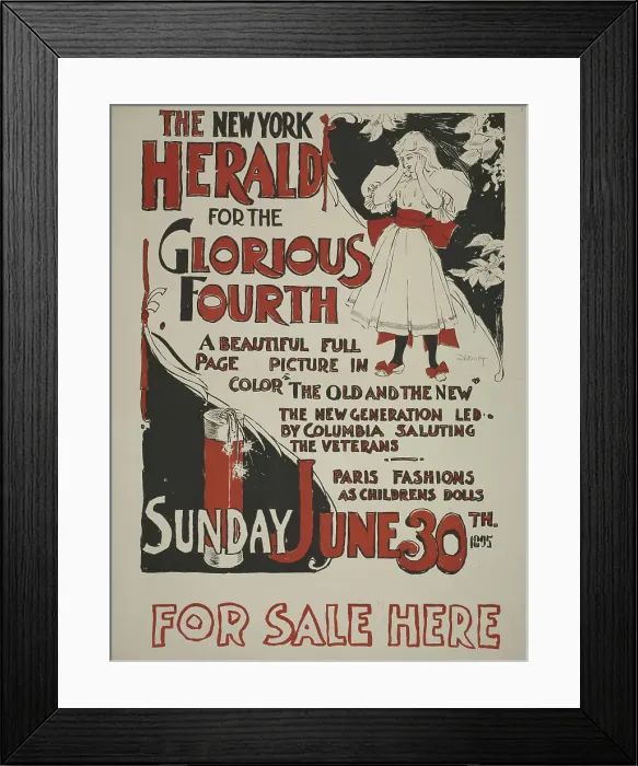 Framed Print : The New York Sunday herald for the glorious fourth. Sunday June 30th 1895. c1895. Creator: Charles Hubbard Wright Framed Print : The New York Sunday herald for the glorious fourth. Sunday June 30th 1895. c1895. Creator: Charles Hubbard Wright