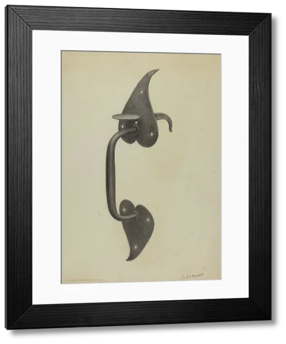 Framed Print : Pa. German Door Handle, c. 1938. Creator: Jack Staloff Framed Print : Pa. German Door Handle, c. 1938. Creator: Jack Staloff