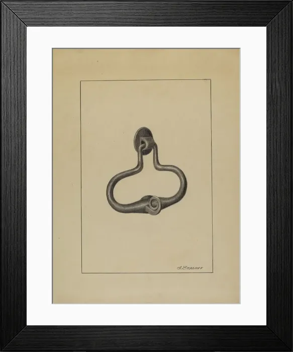Framed Print : Door Pull and Knocker, c. 1936. Creator: Jack Staloff Framed Print : Door Pull and Knocker, c. 1936. Creator: Jack Staloff
