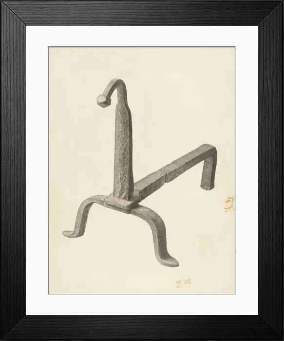 Framed Print : Andiron (one of pair), c. 1938. Creator: Jack Staloff Framed Print : Andiron (one of pair), c. 1938. Creator: Jack Staloff