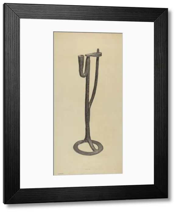 Framed Print : Candle and Rush Light Holder, c. 1938. Creator: Jack Staloff Framed Print : Candle and Rush Light Holder, c. 1938. Creator: Jack Staloff