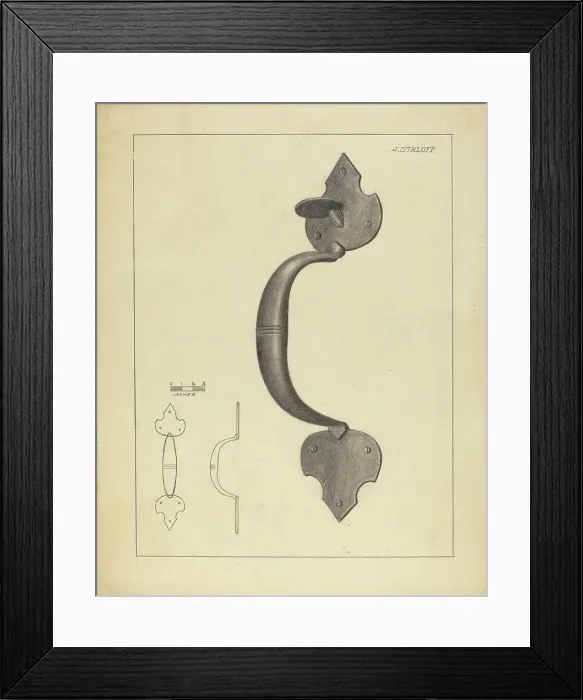 Framed Print : Door Handle with Thumb Press, c. 1939. Creator: Jack Staloff Framed Print : Door Handle with Thumb Press, c. 1939. Creator: Jack Staloff