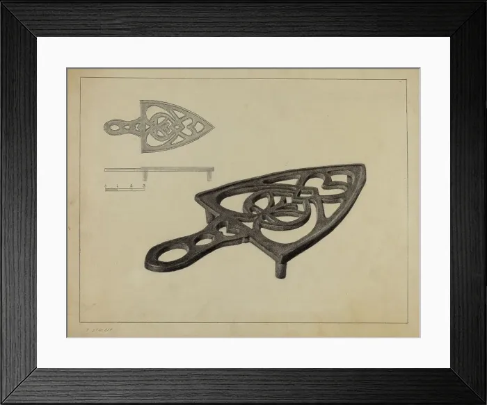 Framed Print : Pa. German Flat-iron Holder, c. 1938. Creator: Jack Staloff Framed Print : Pa. German Flat-iron Holder, c. 1938. Creator: Jack Staloff
