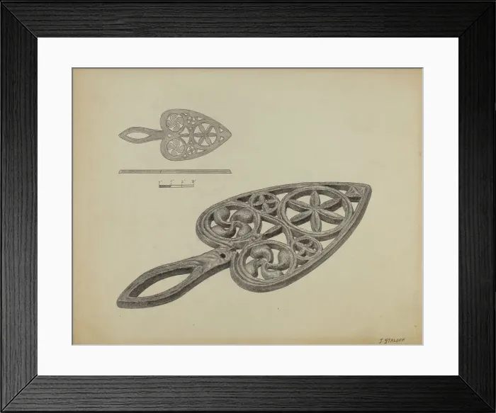 Framed Print : Flat-iron Holder, c. 1937. Creator: Jack Staloff Framed Print : Flat-iron Holder, c. 1937. Creator: Jack Staloff