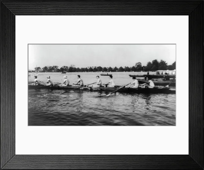 Framed Print : An eight-oared shell boat and crew--race...Cambridge, Massachusetts, 1906. Creator: Frances Benjamin Johnston Framed Print : An eight-oared shell boat and crew--race...Cambridge, Massachusetts, 1906. Creator: Frances Benjamin Johnston