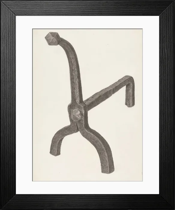 Framed Print : Andiron (one of pair), c. 1939. Creator: Jack Staloff Framed Print : Andiron (one of pair), c. 1939. Creator: Jack Staloff