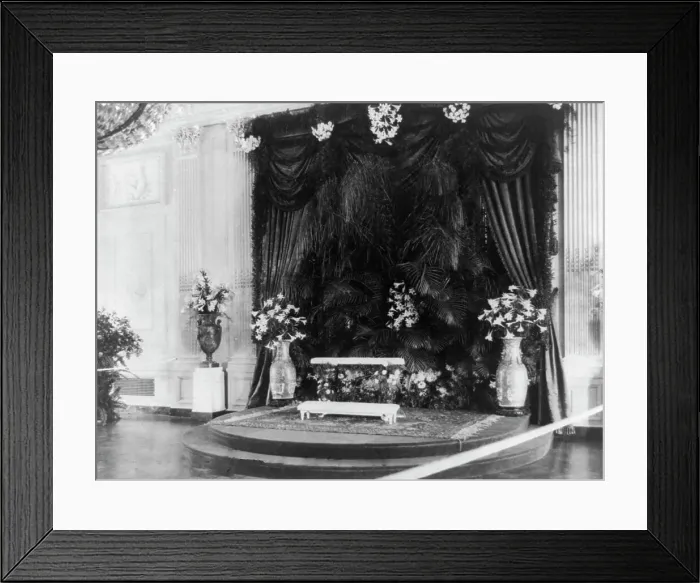 Framed Print : White House wedding decorations Flowers, 1906. Creator: Frances Benjamin Johnston Framed Print : White House wedding decorations Flowers, 1906. Creator: Frances Benjamin Johnston