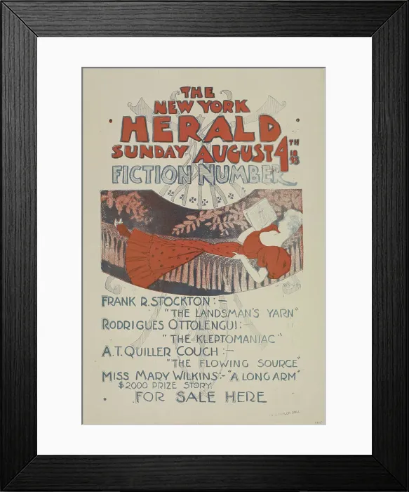 Framed Print : The New York Sunday herald. Sunday August 4th 1895 fiction number. c1895. Creator: Charles Hubbard Wright Framed Print : The New York Sunday herald. Sunday August 4th 1895 fiction number. c1895. Creator: Charles Hubbard Wright