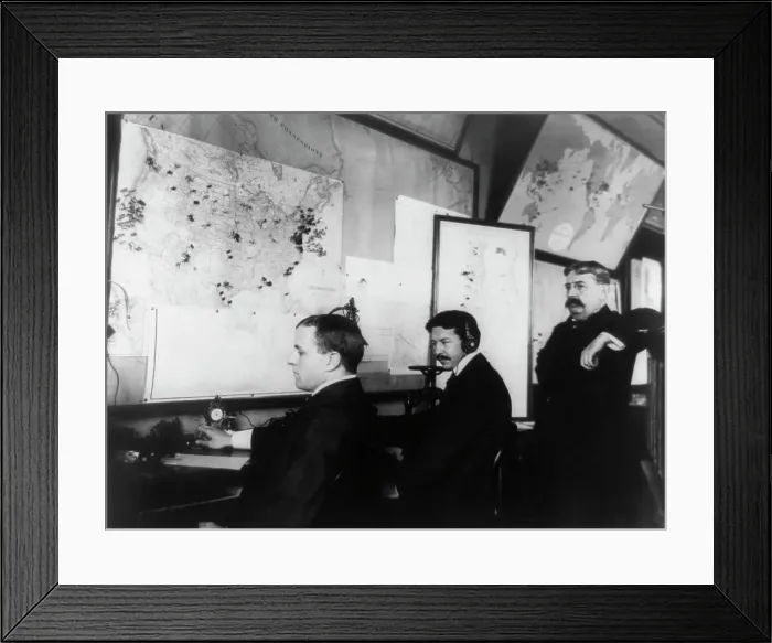 Framed Print : E.C. Heasley, Jules A. Rodier and Maj. Montgomery in the telegraph room in the White House... 1898. Creator: Frances Benjamin Johnston Framed Print : E.C. Heasley, Jules A. Rodier and Maj. Montgomery in the telegraph room in the White House... 1898. Creator: Frances Benjamin Johnston