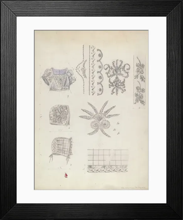 Framed Print : Infant's Dress Yoke and Mull Cup, 1936. Creator: Ella Josephine Sterling Framed Print : Infant's Dress Yoke and Mull Cup, 1936. Creator: Ella Josephine Sterling