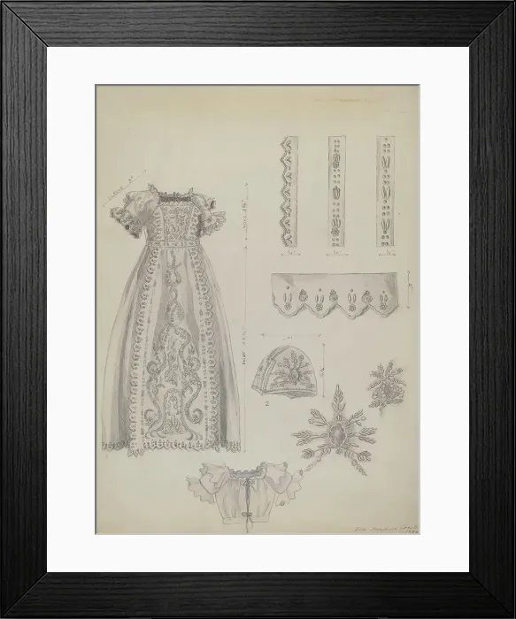 Framed Print : Embroidered Christening Robe & Mull Cap, 1936. Creator: Ella Josephine Sterling. Embroidered Christening Robe & Mull Cap, 1936. Creator: Ella Josephine Sterling Framed Print : Embroidered Christening Robe & Mull Cap, 1936. Creator: Ella Josephine Sterling. Embroidered Christening Robe & Mull Cap, 1936. Creator: Ella Josephine Sterling