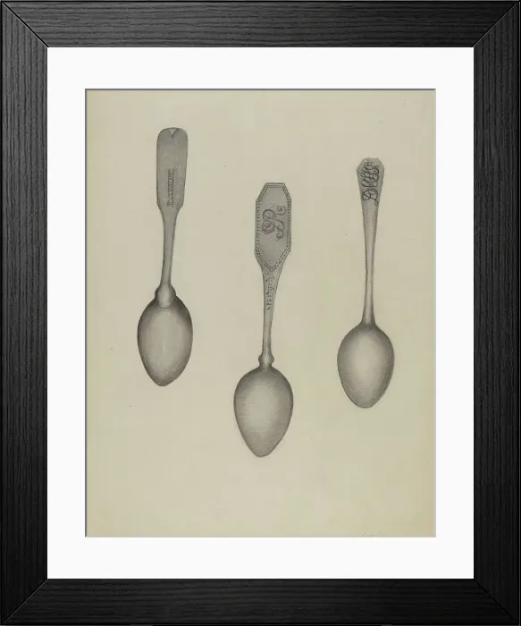 Framed Print : Silver Fiddle Head Spoon, 1935 / 1942. Creator: Florence Stevenson Framed Print : Silver Fiddle Head Spoon, 1935 / 1942. Creator: Florence Stevenson