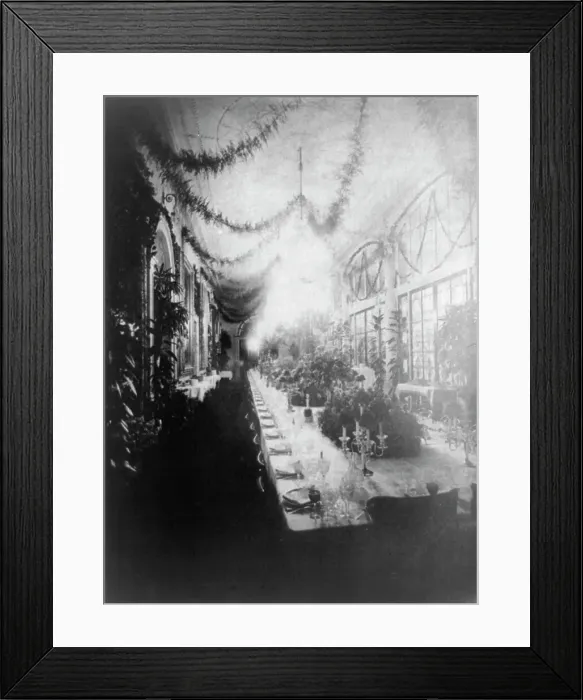 Framed Print : White House - long corridor used for State Dinner, 1898. Creator: Frances Benjamin Johnston Framed Print : White House - long corridor used for State Dinner, 1898. Creator: Frances Benjamin Johnston