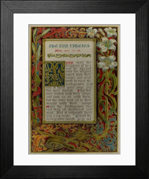 Framed Print : Illuminated Parable: The Ten Virgins, c. 1936. Creators: Robert Stewart, James Gross Framed Print : Illuminated Parable: The Ten Virgins, c. 1936. Creators: Robert Stewart, James Gross